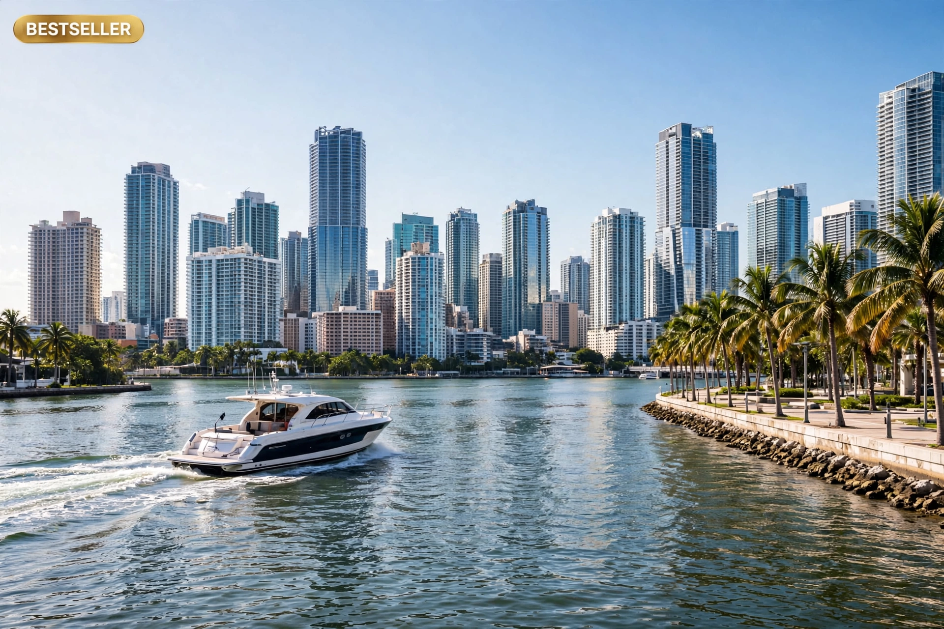 Vista al skyline de Miami desde un tour en barco